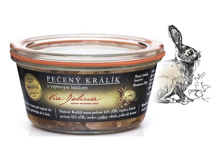 91279 Via Delicia pečený králík s vepřovým bůčkem 210g